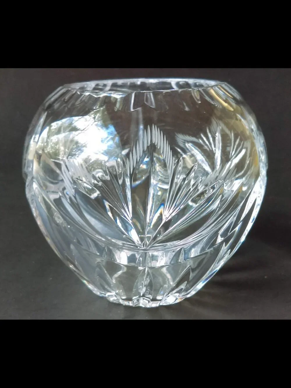 Intricately Cut Clear Glass Vase/Bowl 3” Tall